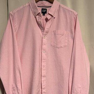 Gap Mens Button Down Cotton Shirt Pink Size L